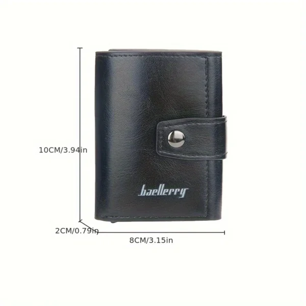 14-Slot Black Faux Leather Wallet with Secure Buckle - Anti-Theft, Anti-Magnetic, Multi-Card Holder for Credit Cards, Cash, and ID, Casual Style, Polyester Lining, Cash Storage | Minimalist Wallet | Durable Wallet, Wallet - Image 2